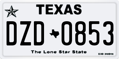 TX license plate DZD0853