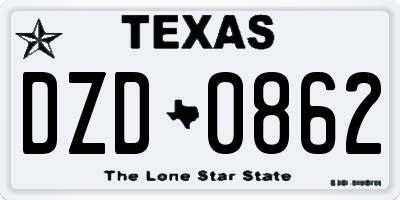TX license plate DZD0862