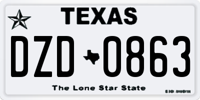 TX license plate DZD0863
