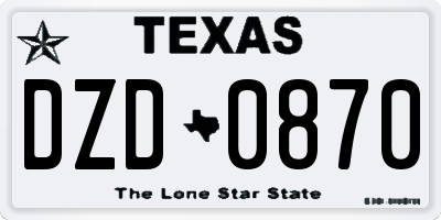 TX license plate DZD0870