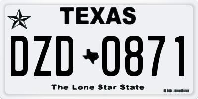TX license plate DZD0871