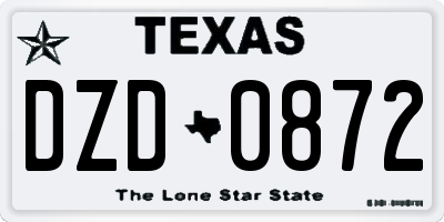 TX license plate DZD0872