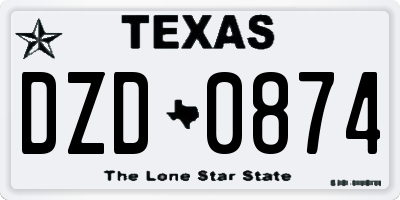 TX license plate DZD0874