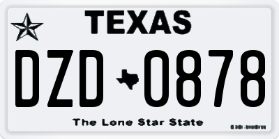 TX license plate DZD0878