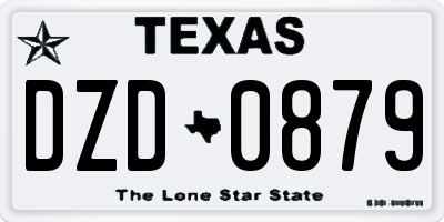 TX license plate DZD0879