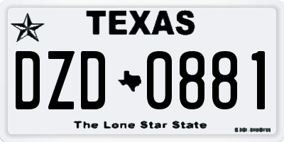 TX license plate DZD0881