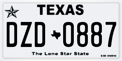 TX license plate DZD0887