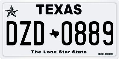 TX license plate DZD0889