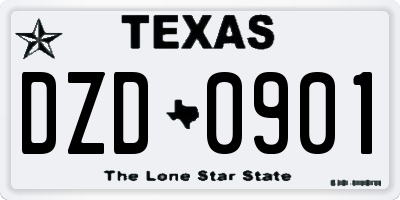 TX license plate DZD0901