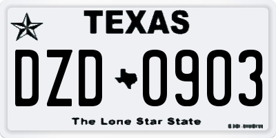 TX license plate DZD0903