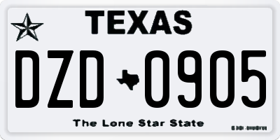 TX license plate DZD0905