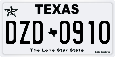TX license plate DZD0910