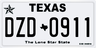 TX license plate DZD0911