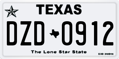 TX license plate DZD0912