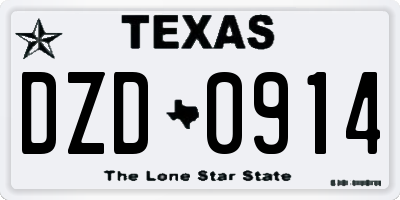 TX license plate DZD0914