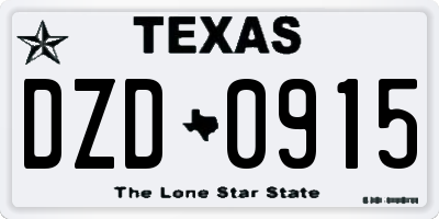TX license plate DZD0915