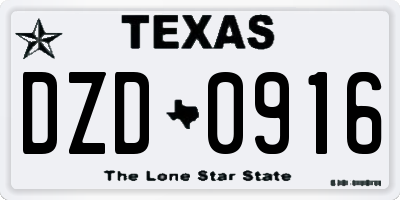 TX license plate DZD0916