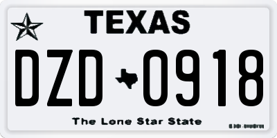 TX license plate DZD0918