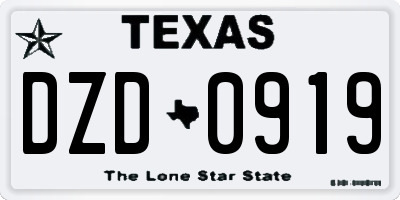 TX license plate DZD0919
