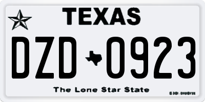 TX license plate DZD0923