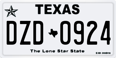 TX license plate DZD0924