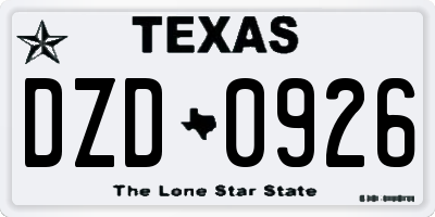 TX license plate DZD0926