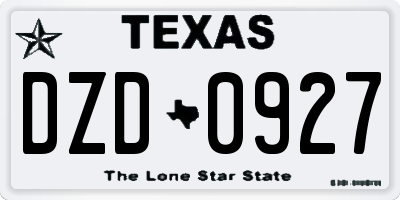 TX license plate DZD0927