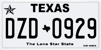 TX license plate DZD0929
