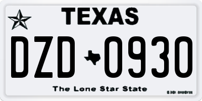 TX license plate DZD0930