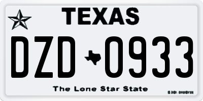 TX license plate DZD0933