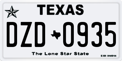 TX license plate DZD0935