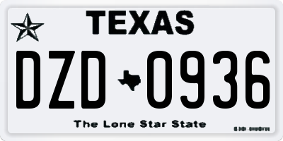 TX license plate DZD0936