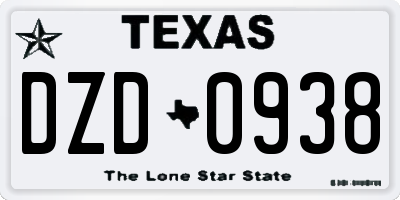 TX license plate DZD0938