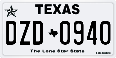 TX license plate DZD0940