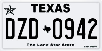 TX license plate DZD0942