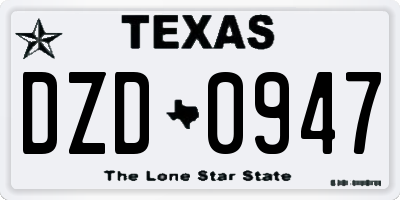 TX license plate DZD0947