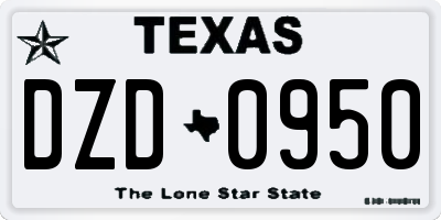 TX license plate DZD0950