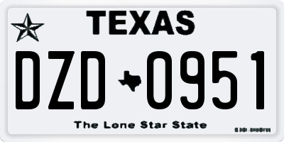 TX license plate DZD0951