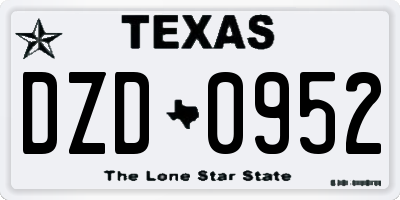 TX license plate DZD0952