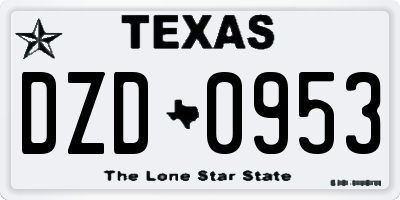 TX license plate DZD0953
