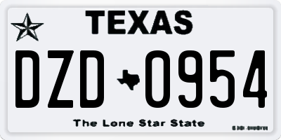 TX license plate DZD0954