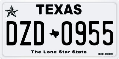 TX license plate DZD0955
