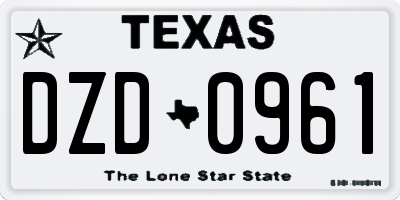 TX license plate DZD0961