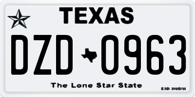 TX license plate DZD0963