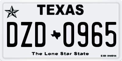 TX license plate DZD0965