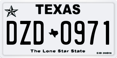 TX license plate DZD0971