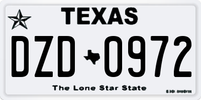 TX license plate DZD0972