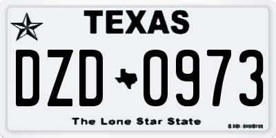 TX license plate DZD0973