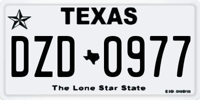 TX license plate DZD0977