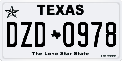 TX license plate DZD0978